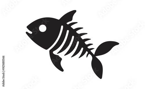 Fish bone silhouette vector. fish skeleton sign. fishbone symbol. flat style. fish bone icon on white background. Eps 10