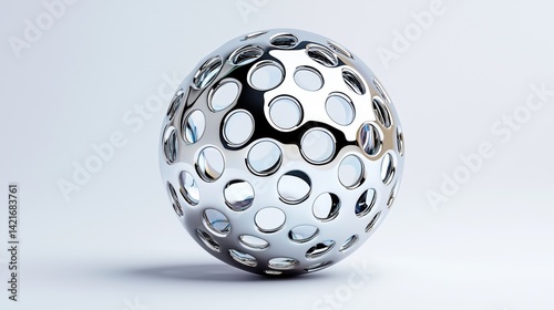 3d silver sphere isolated