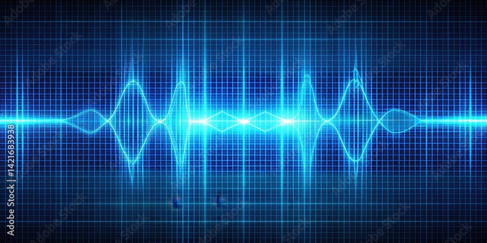 A vibrant blue grid filled with a dynamic waveform display, showcasing a mesmerizing visual effect , Abstract Blue Grid With Dynamic Waveform Display, Visual Effect A vibrant blue grid filled with a dynamic waveform display, showcasing a mesmerizing visual effect , Abstract Blue Grid With Dynamic Waveform Display, Visual Effect