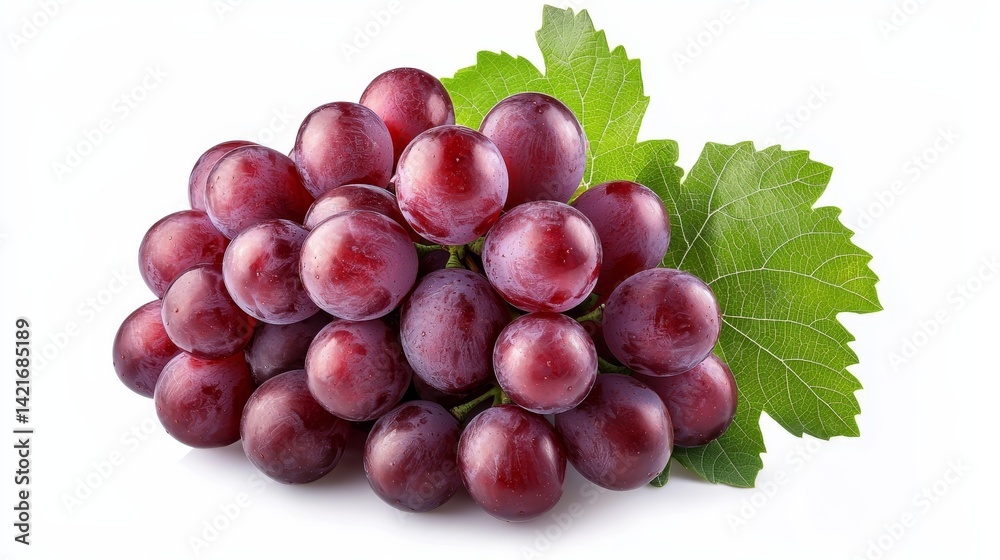 Fototapeta premium Red Grapes Bunch Still Life With Leaf, fruit , grapes