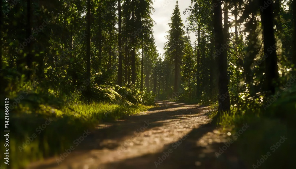 Fototapeta premium Sunlight path through woods