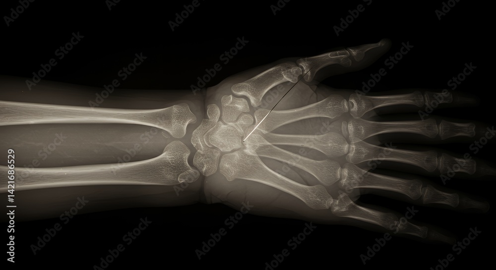 Naklejka premium Hand X-ray with Needle