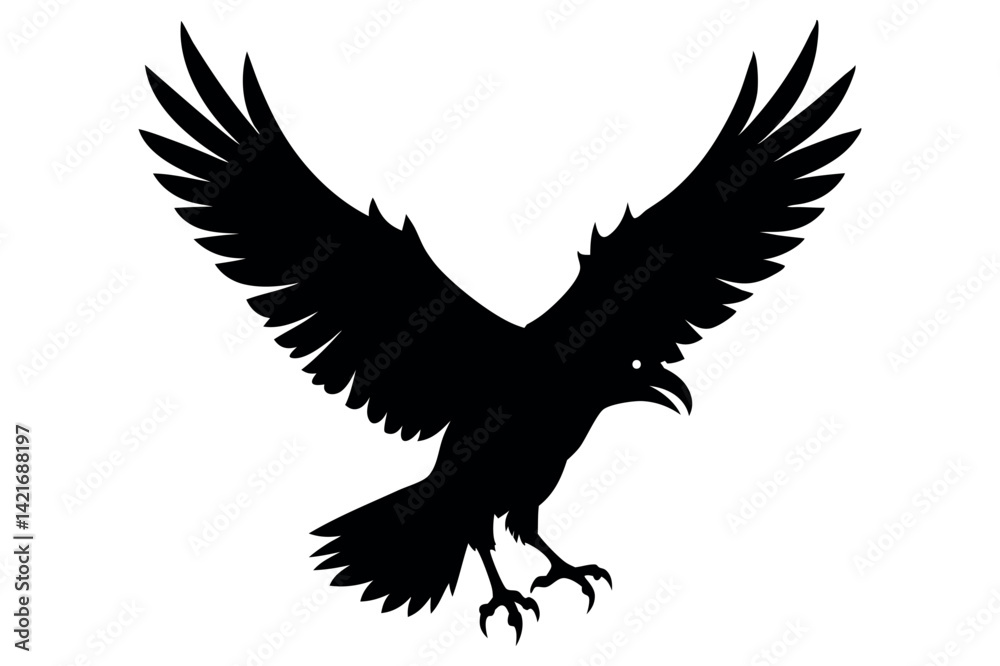 Obraz premium Crow Silhouette Vector Set Flying Raven Clipart Art
