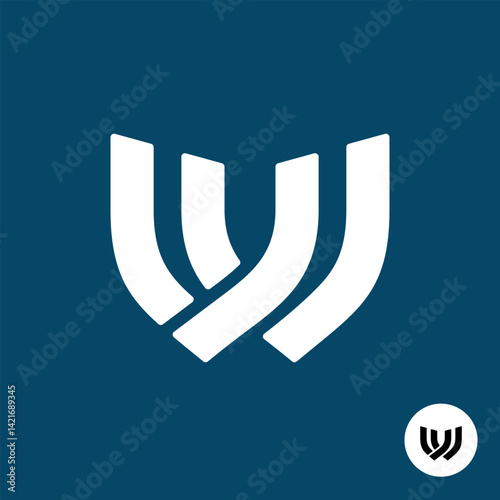 Letter W logo in minimalistic style made with wide ribbon design lines