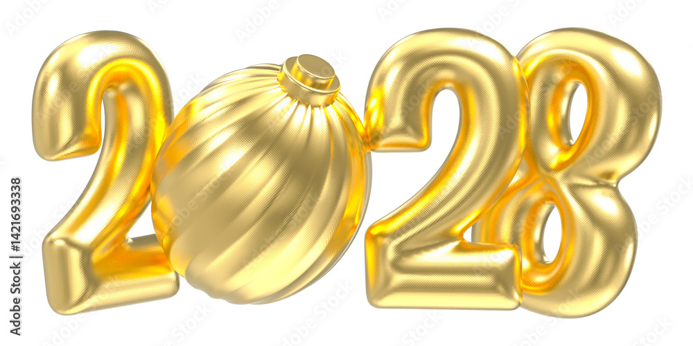 Happy New Year, Number 2028 Gold 3d Render Happy New Year, Number 2028 Gold 3d Render