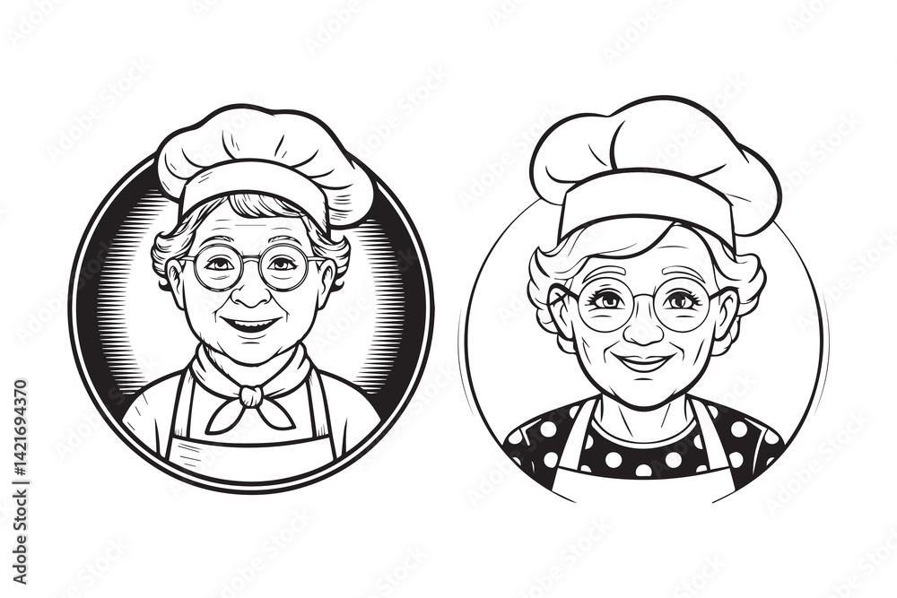 chef grandmother illustration vector chef grandmother illustration vector