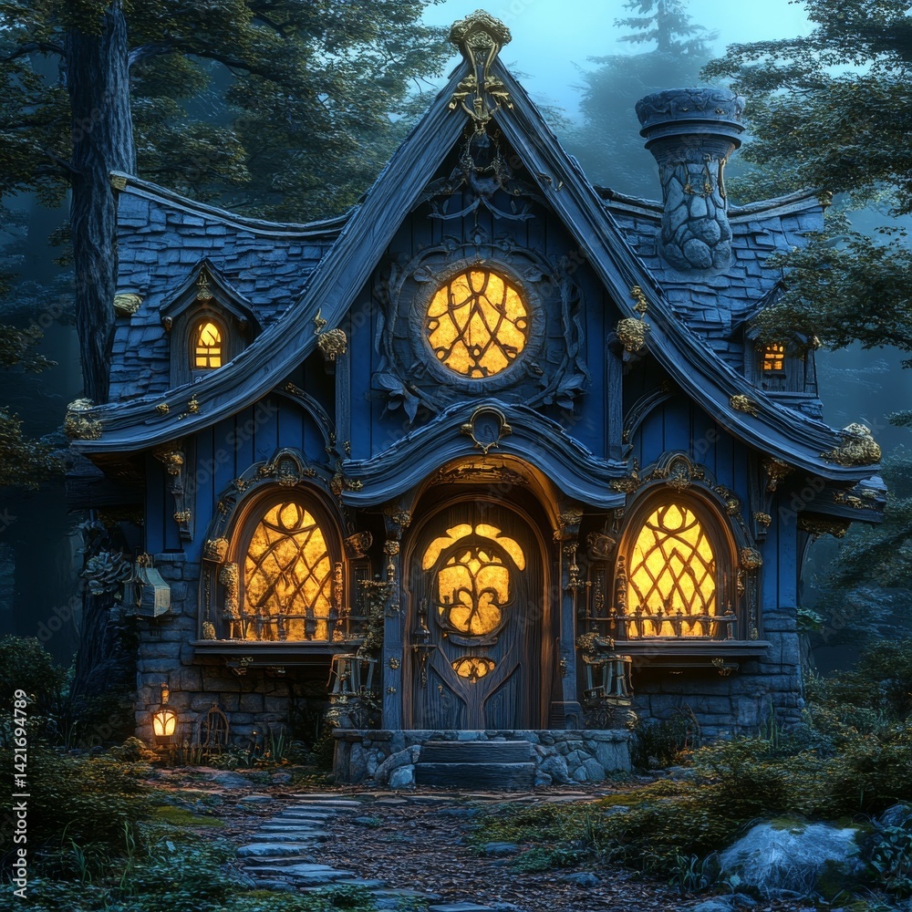 Obraz premium A mysterious book cover design set in an enchanted forest for an enchanting whimsical journey
