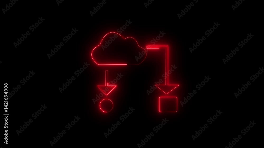 Neon glowing cloud storage folder with a document icon animation background. presentations needing visuals for file storage concepts. Neon glowing cloud storage folder with a document icon animation background. presentations needing visuals for file storage concepts.