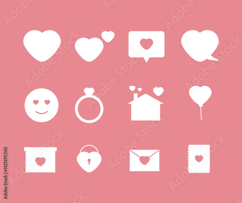 simple love icon collection design