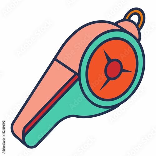 Colorful Vector Illustration of a Whistle for Sports and Safety Usage