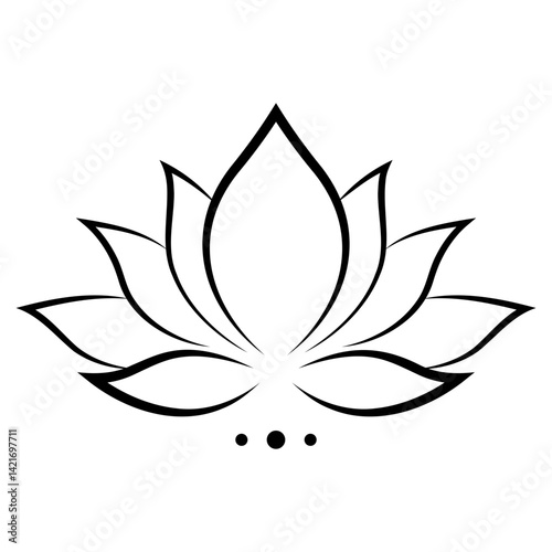 Clean and simple lotus flower outline in minimal style great for calm meditative and wellness focused branding