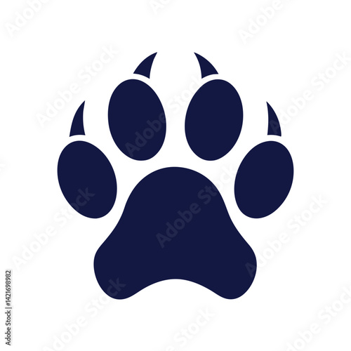 create a dog foot silhouette vector icon  desing with a white background
