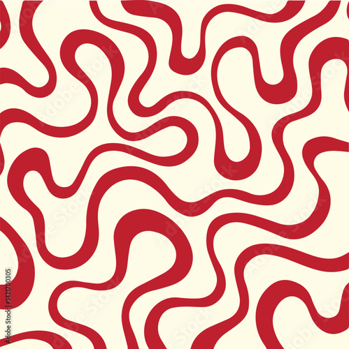 Red Abstract Wavy Seamless Pattern Background – Modern Organic Flow Design


