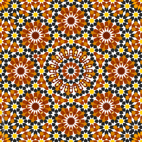 Seamless arabic ornament based on traditional arabic art. Geometric mosaic.	
