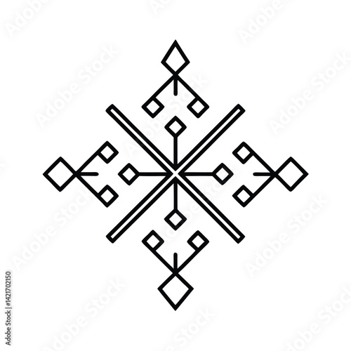 surreal eye and flame line art ornament