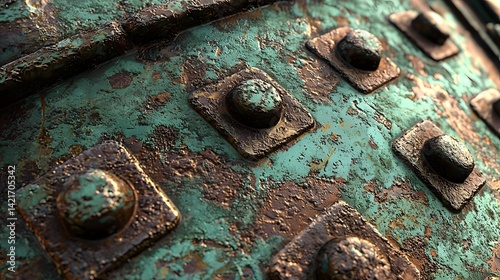 86. Weathered bronze texture in photorealistic corrosion with mottled surface hues