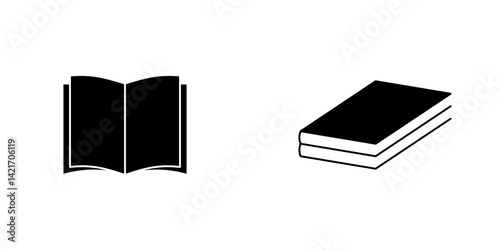 Book Icon Set. Different Open Book Collection. Symbol Of Ebook Isolated on white background. Vector Illustration.