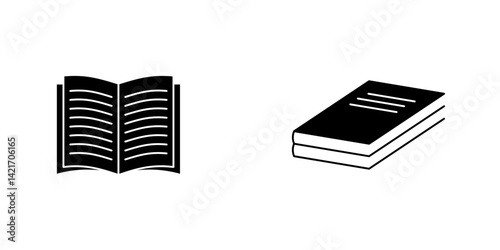 Book Icon Set. Different Open Book Collection. Symbol Of Ebook Isolated on white background. Vector Illustration.