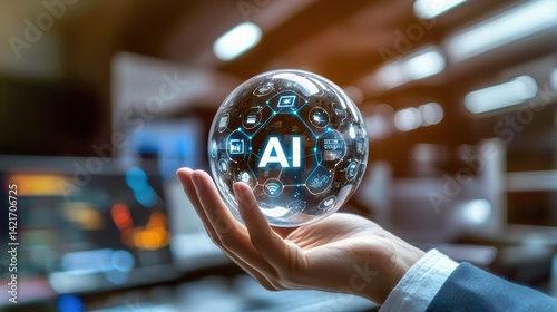 Innovative ai technologies transforming business strategies digital workspace infographic modern office strategic viewpoint