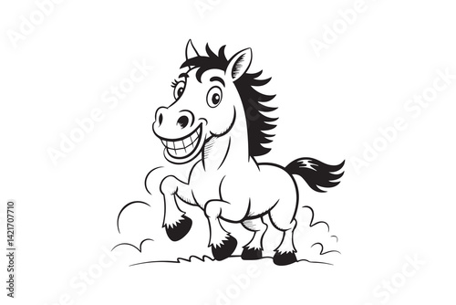 cartoon horse smiling illustration vector