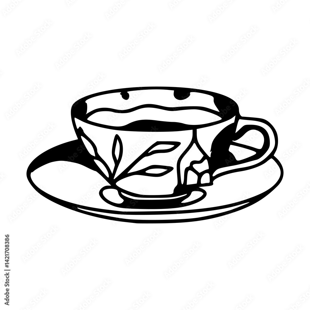 coffee cup with leaf design vector illustration coffee cup with leaf design vector illustration