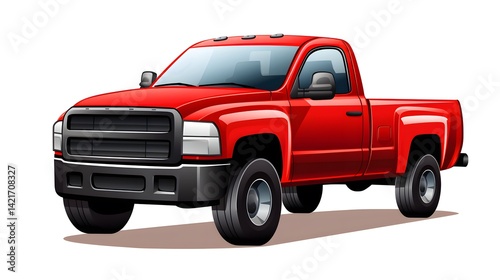 Vector Red Pickup Truck Silhouette for Various Design Projects