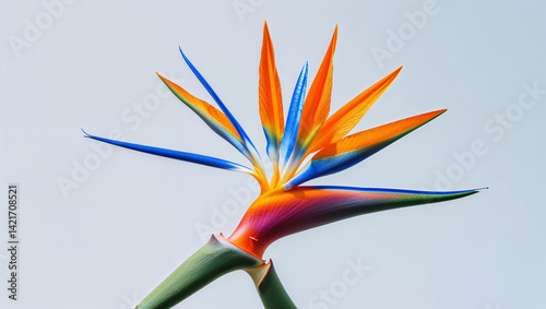 Bird Of Paradise Flower Detailed Macro Shot On Light Background