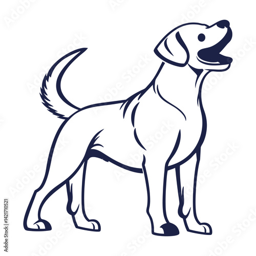 Dog icon. Vector black silhouette of a dog isolated on a white background. 