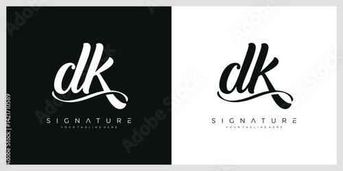 DK initial signature logo template vector