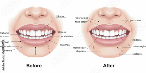 Vector Illustration of Mouth Widening Surgery, Before and After
