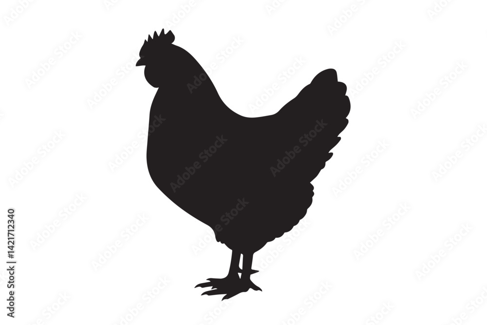 Fototapeta premium vector silhouette of chicken or hen isolated on white background