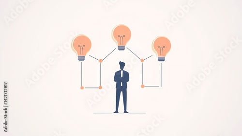 2d minimalist design of decisive manager choosing between two paths with proscons lists lightbulb ideas