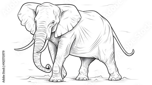 Detailed hand drawn doodle cartoon sketch of an elephant for creative projects photo