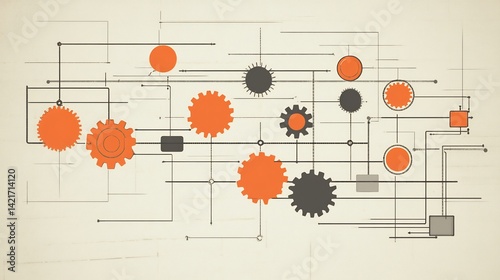 2d minimalist design of FMEA Failure Mode analysis with gear icons fishbone diagram and prevention strategies