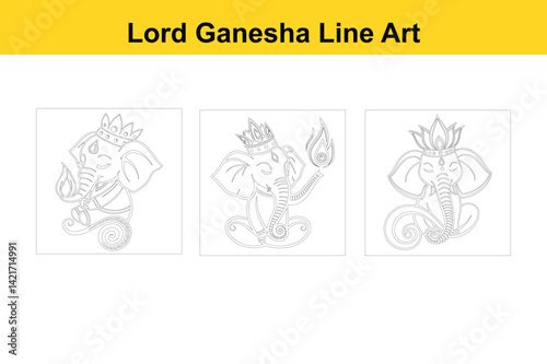 Lord Ganesha Diwali Symbol Isolated on White Background