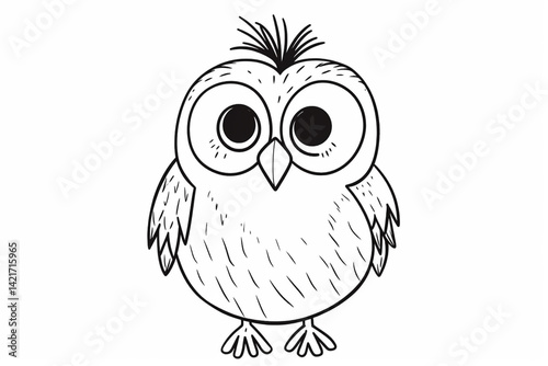 Adorable Cartoon Bird Line Art – For Kids' Coloring Pages & Art Projects