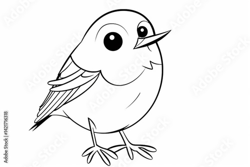 Adorable Cartoon Bird Line Art – For Kids' Coloring Pages & Art Projects