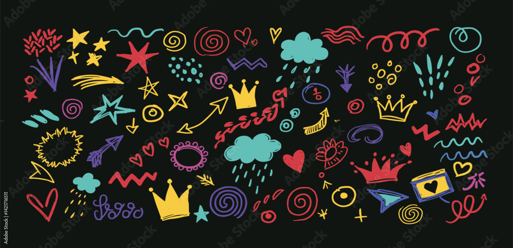 Fototapeta premium Line movement comic element, cartoon emotion mark effect decoration icon.