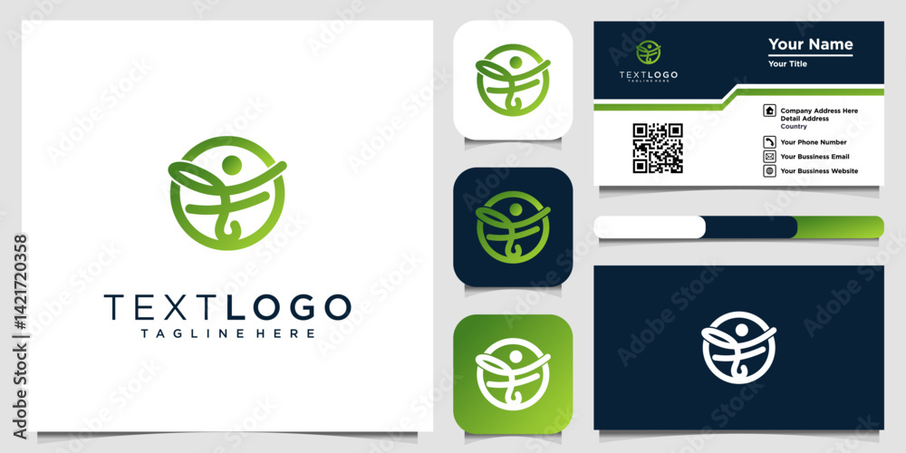 Elegant Abstract Figure Logo Design with Business Card and Application Mockups Elegant Abstract Figure Logo Design with Business Card and Application Mockups