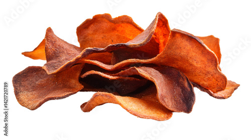 Obraz na płótnie Paprika flavored potato chips isolated on white, side view w salonie
