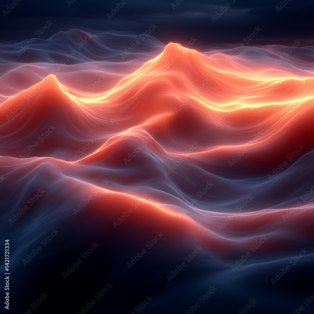 Obraz premium Abstract landscape of luminous, flowing mountains
