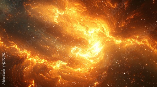 Wallpaper Mural Very large orange explosion filling the sky with bright color and energy displaying a celestial phenomenon with high-key light and fluid motion Torontodigital.ca