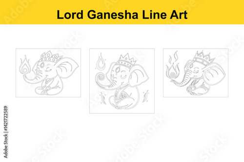 Lord Ganesha Diwali Symbol Isolated on White Background