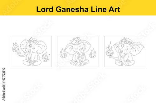 Lord Ganesha Diwali Symbol Isolated on White Background