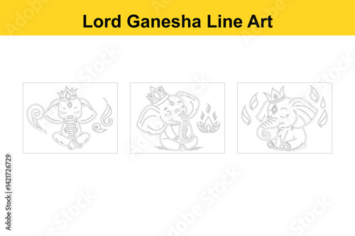 Lord Ganesha Diwali Symbol Isolated on White Background