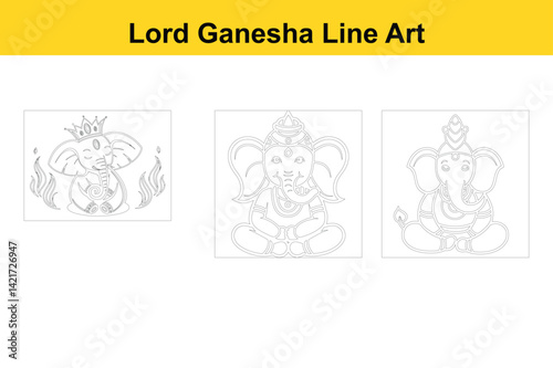 Lord Ganesha Diwali Symbol Isolated on White Background