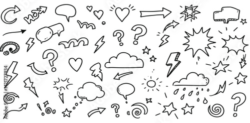 Line movement element hand drawn chalk effect decoration shape