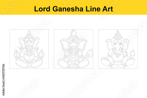 Lord Ganesha Diwali Symbol Isolated on White Background