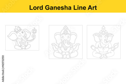 Lord Ganesha Diwali Symbol Isolated on White Background