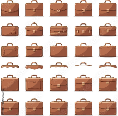 Create a kinds of Different group of 30 briefcase icons featuring icons .Vector art with white background.